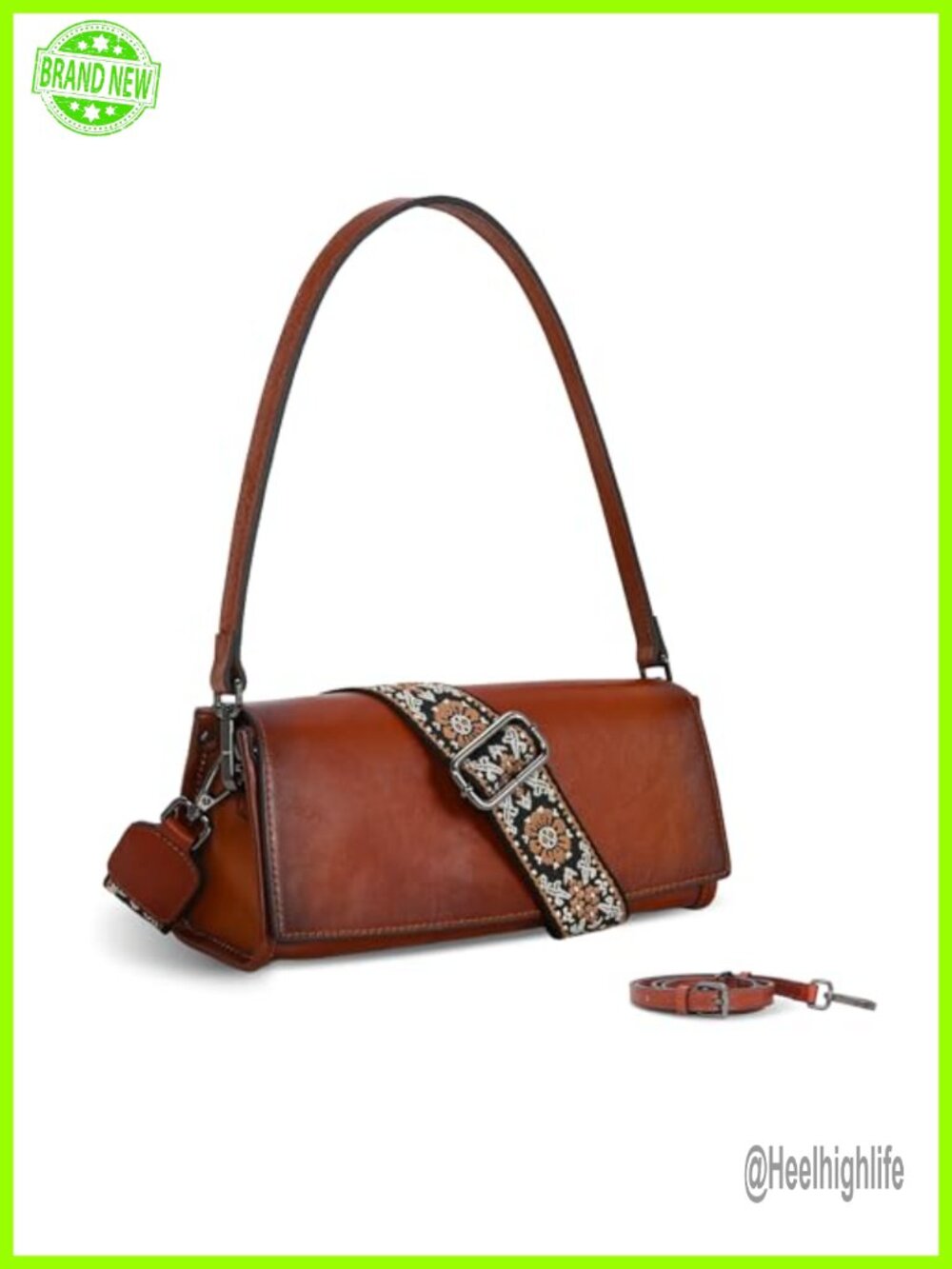 Genuine Leather Crossbody Bag Satchel Purse with 3 Strap
